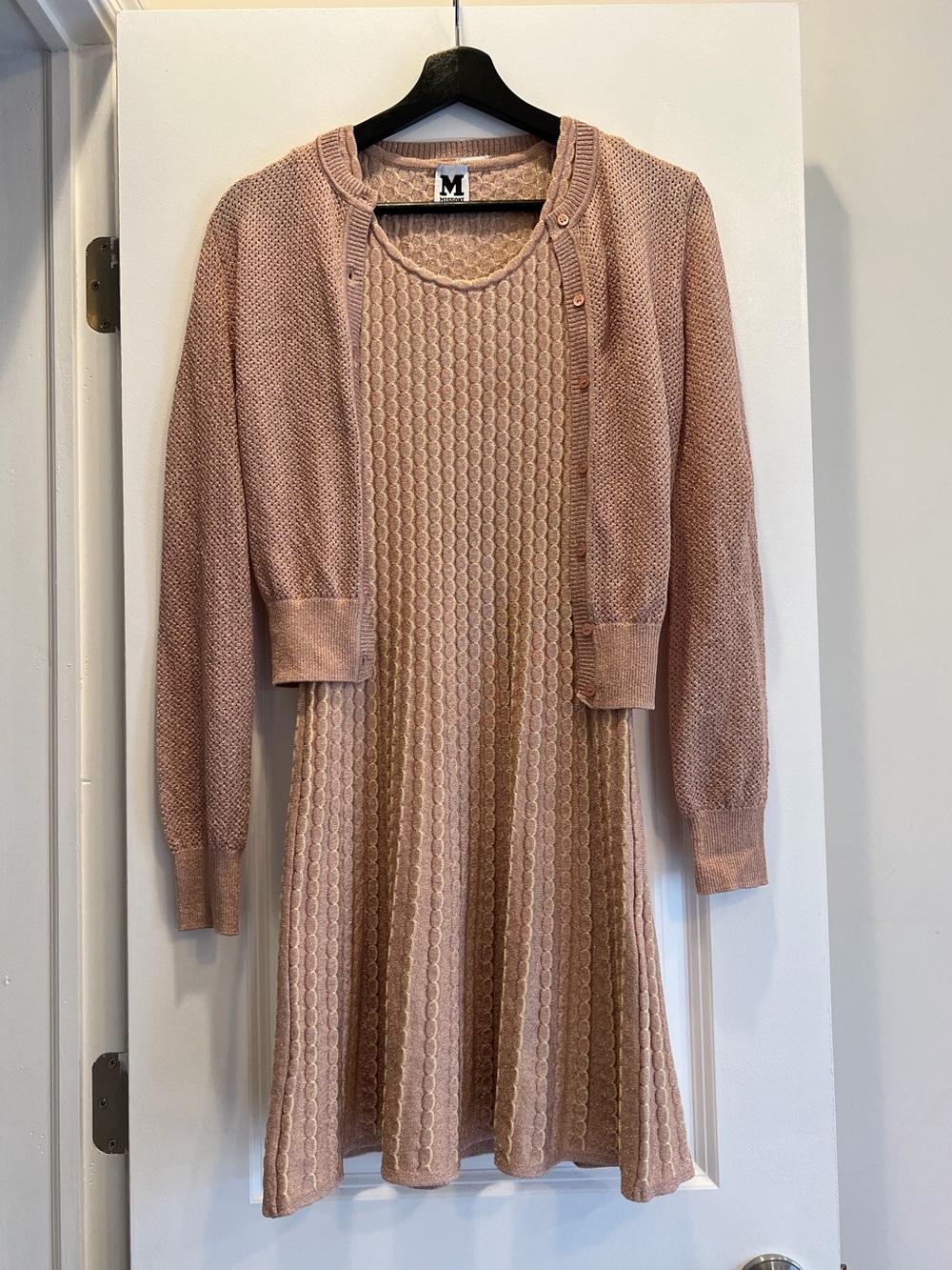 M Missoni Peach-Pink Knit Tank Dress and Shimmer Cardigan Set